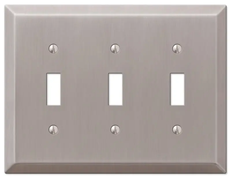 Amerelle Century Brushed Nickel 3 Gang Stamped Steel Toggle Wall Plate 1 Pk