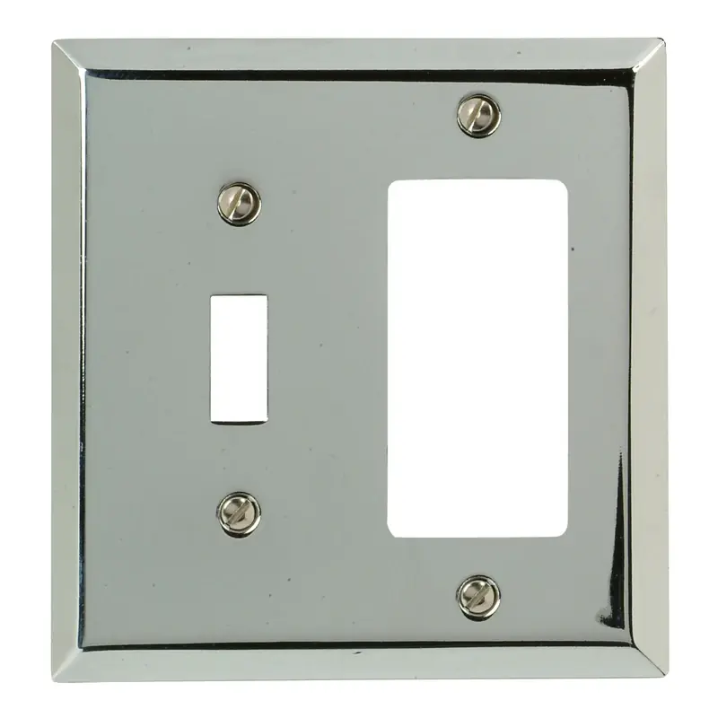 Amerelle Century Polished Chrome 2 Gang Stamped Steel Decorator/Toggle Wall Plate 1 Pk