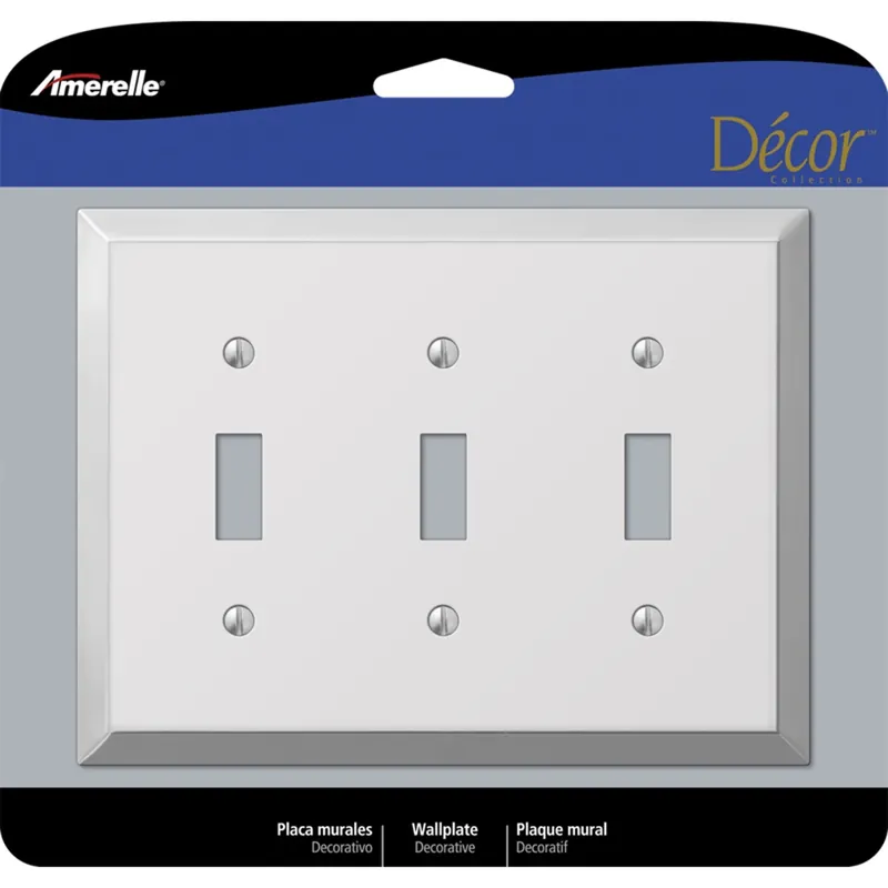 Amerelle Century Polished Chrome 3 Gang Stamped Steel Toggle Wall Plate 1 Pk