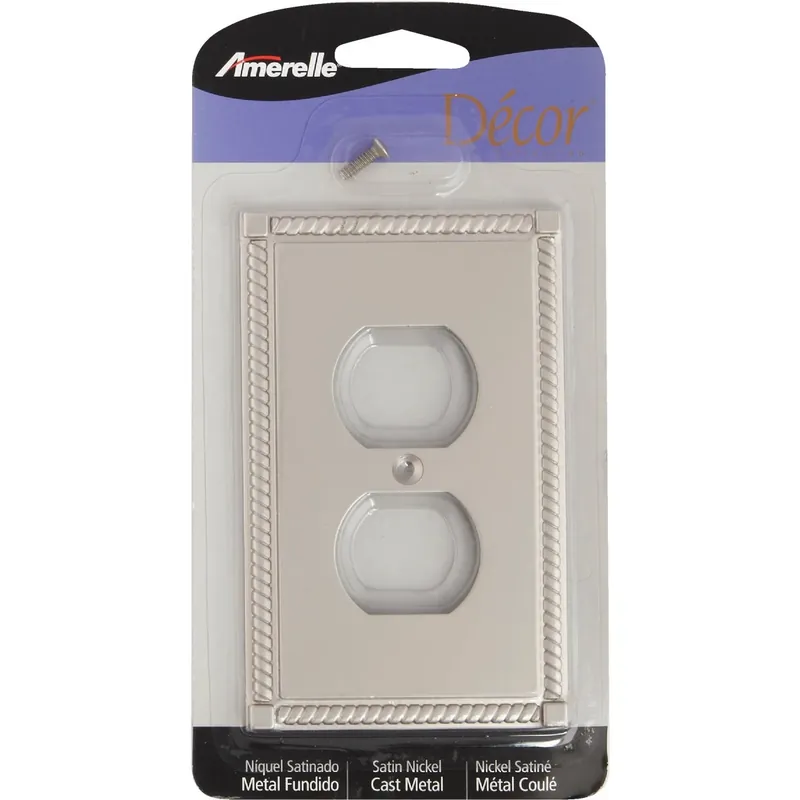 Amerelle Georgian Satin Nickel 1 Gang Die-Cast Metal Duplex Wall Plate 1 Pk