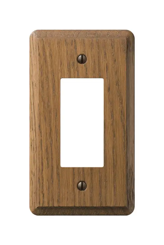 Amerelle Contemporary Brown 1 Gang Oak Wood Decorator Wall Plate 1 Pk