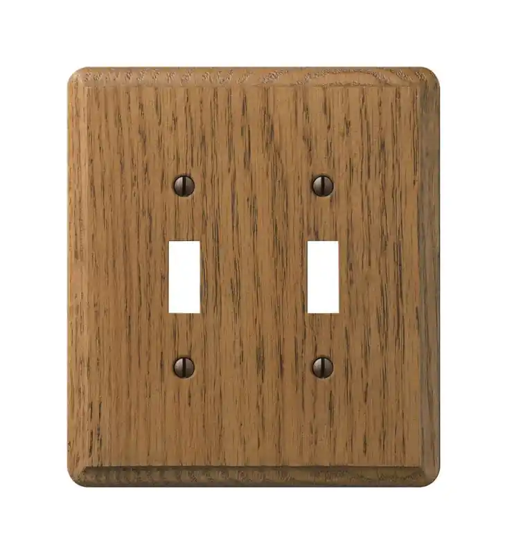Amerelle Contemporary Medium Brown 2 Gang Oak Wood Toggle Wall Plate 1 Pk