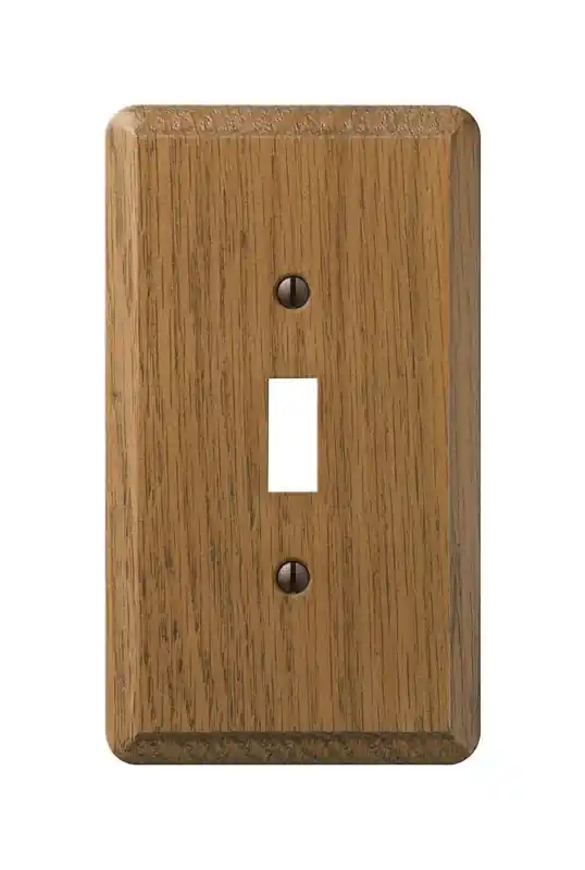 Amerelle Contemporary Medium Brown 1 Gang Oak Wood Toggle Wall Plate 1 Pk
