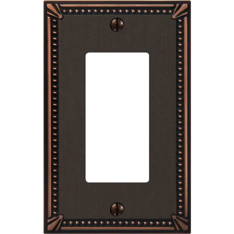 Amerelle Imperial Bead Aged Bronze 1 Gang Die-Cast Metal Decorator Wall Plate 1 Pk