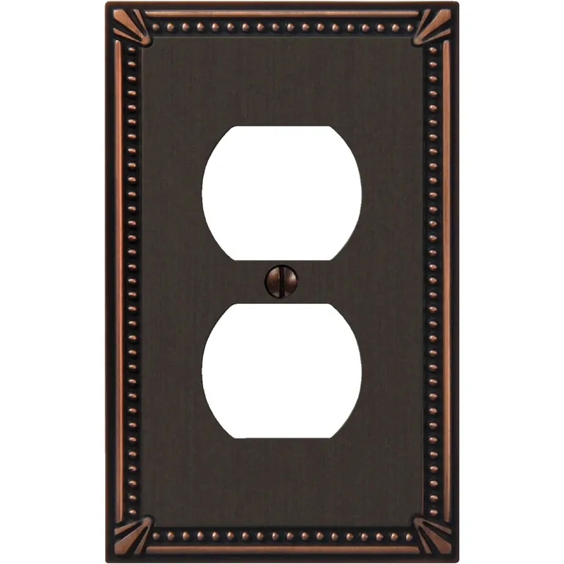 Amerelle Imperial Bead Aged Bronze 1 Gang Die-Cast Metal Duplex Wall Plate 1 Pk