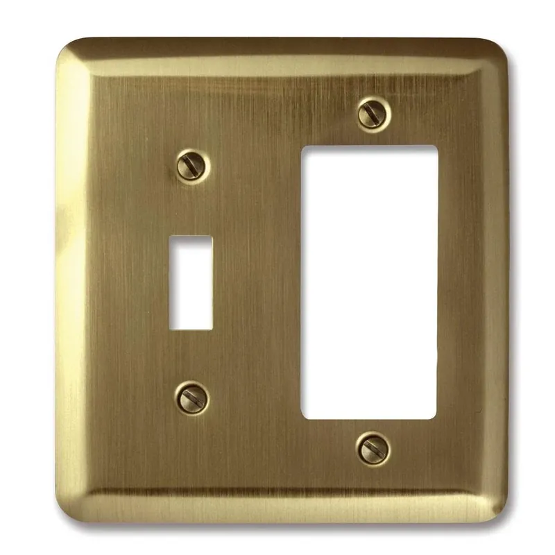 Amerelle Devon Brushed Brass 2 Gang Stamped Steel Decorator/Toggle Wall Plate 1 Pk