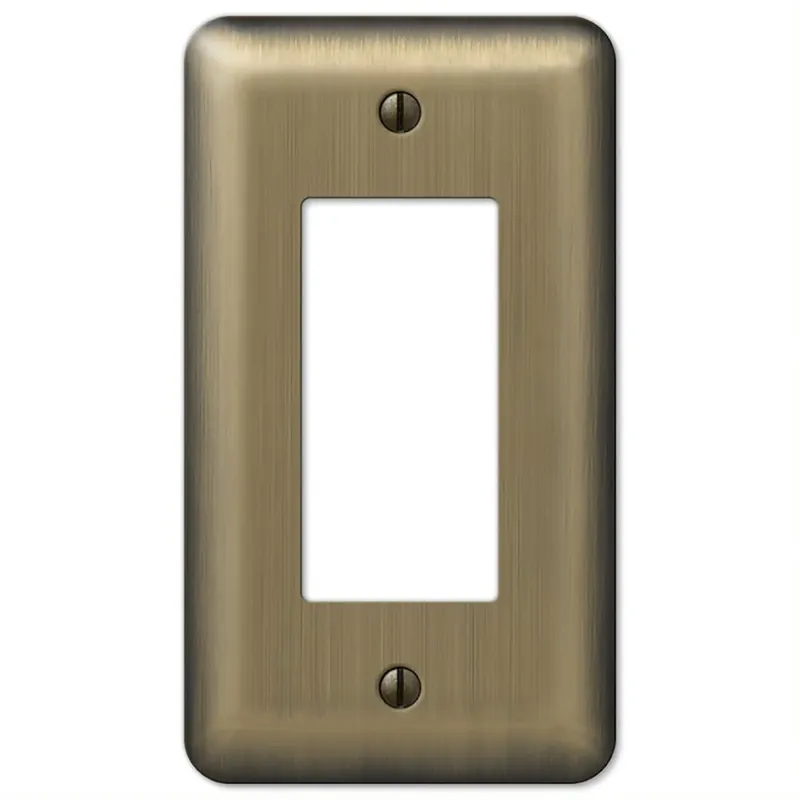 Amerelle Devon Brushed Brass 1 Gang Stamped Steel Decorator Wall Plate 1 Pk