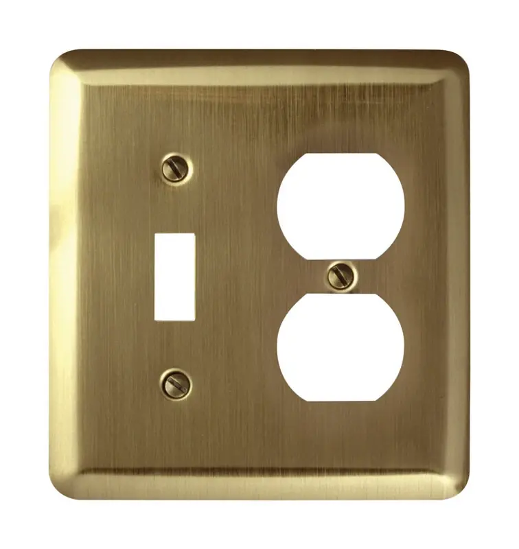 Amerelle Devon Brushed Brass 2 Gang Stamped Steel Duplex/Toggle Wall Plate 1 Pk