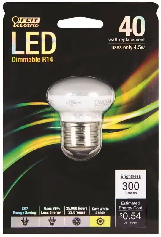 40w Equivalent Soft White R14 Dimmable Led Light Bulb, Model Bpr14dm/led