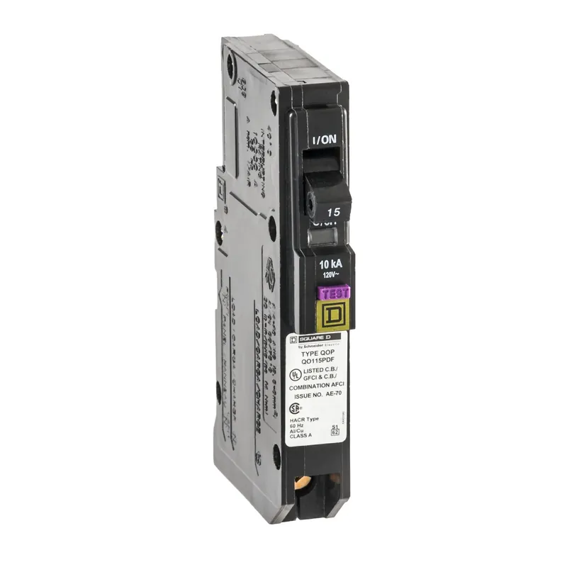 QO Single Pole Circuit Breaker, Plug On Neutral Dual Function, 15-Amp