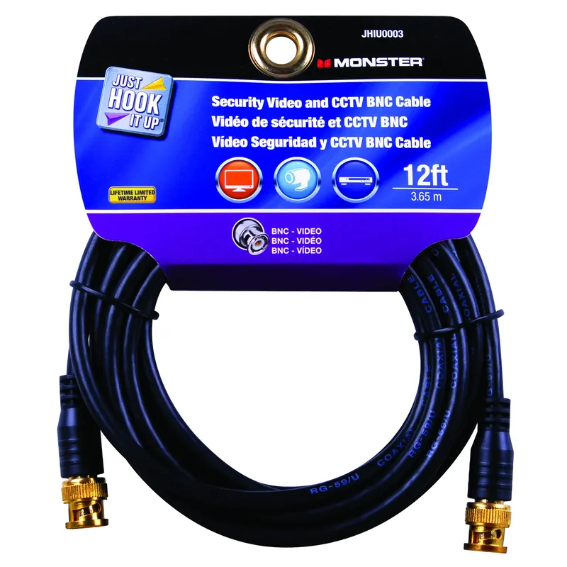 Just Hook It Up 12 Ft. Security Video And Cctv Bnc Cable - Bnc Plug