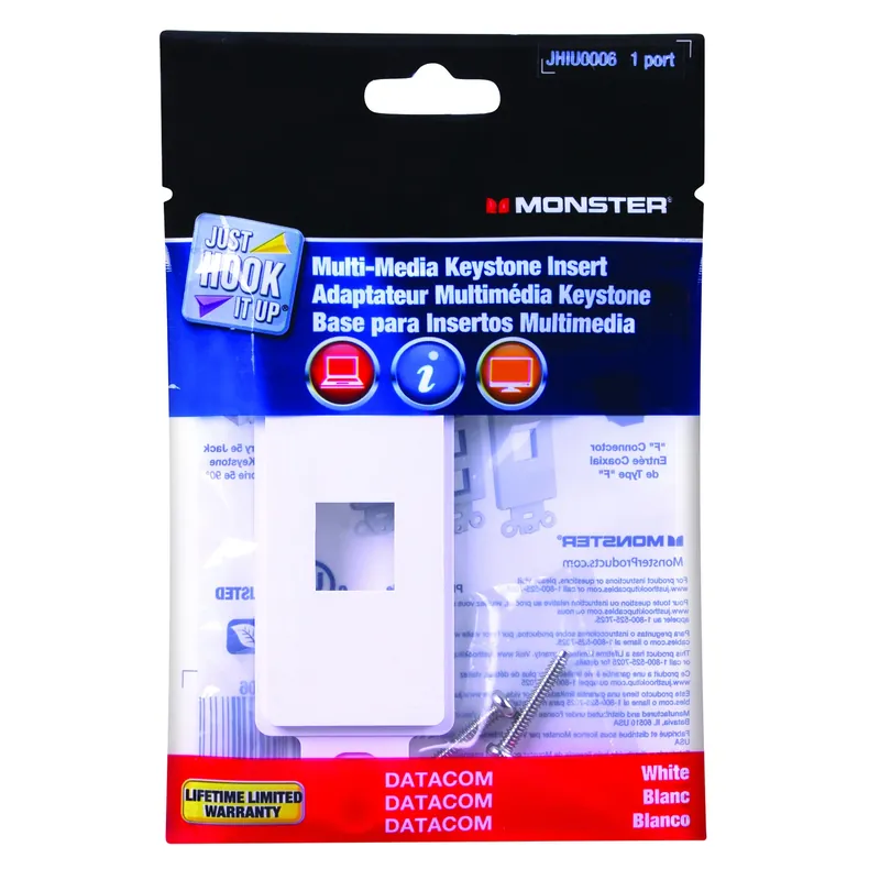 Monster Just Hook It Up White 1 Gang Plastic Keystone Wall Plate 1 Pk