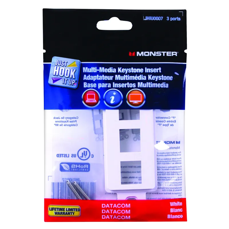 Monster Just Hook It Up White 3 Gang Plastic Keystone Wall Plate 1 Pk