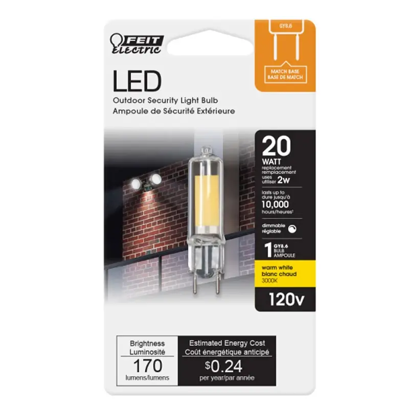 FEIT Electric 2.5 Watts GY8.6 LED Bulb 160 Lumens Soft White Specialty 20 Watt Equivalence