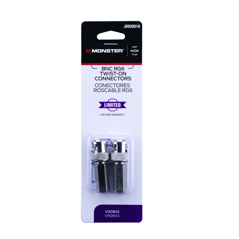 Monster Just Hook It Up Twist-On BNC Coaxial Connector 2 Pk