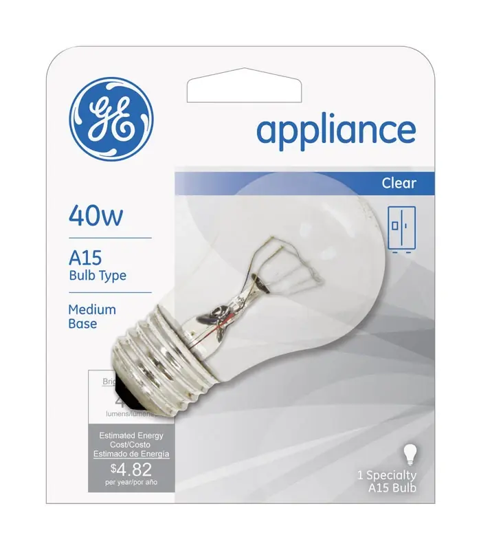 Appliance Light Bulb, Clear, 435 Lumens, 40 Watt