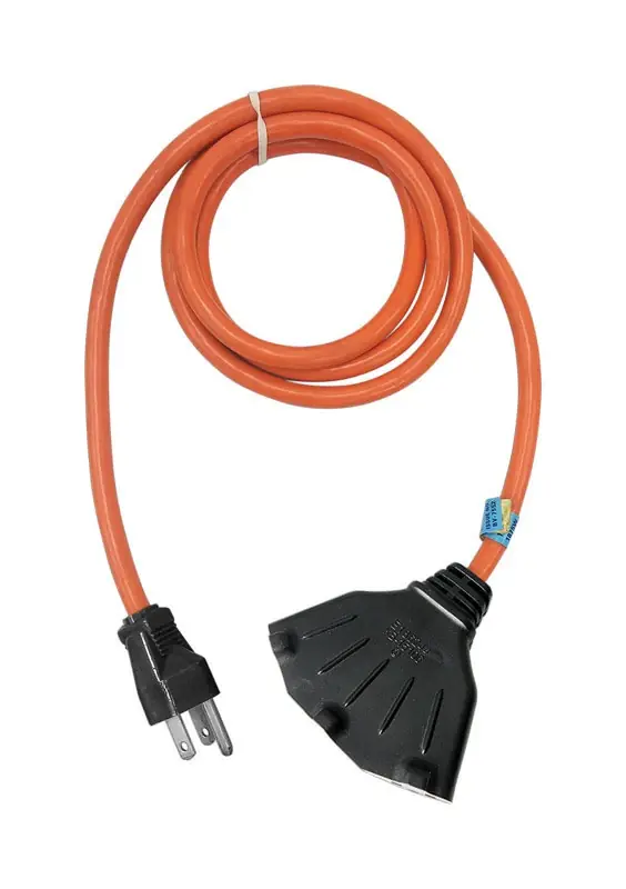 Indoor 10 Ft. L Orange Extension Cord 12/3 With 3 Outlets