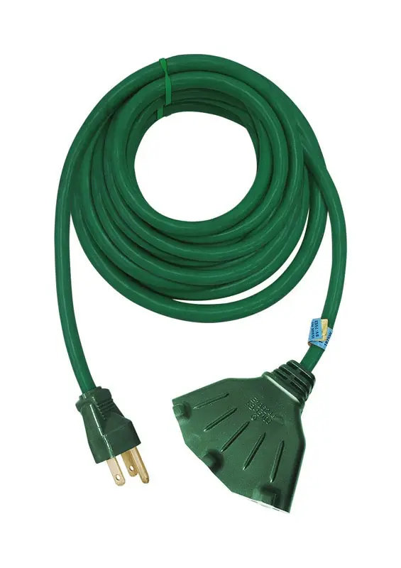 50 Ft. Green Triple Outlet Cord 16/3 For Indoor And Outdoor Use