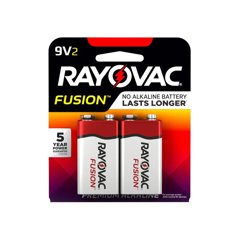 Rayovac Fusion 9-Volt Alkaline Batteries 2 Pk Carded