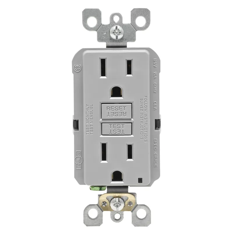 Leviton SmartlockPro 15 Amps 125 V Gray GFCI Outlet 5-15R 1 Pk