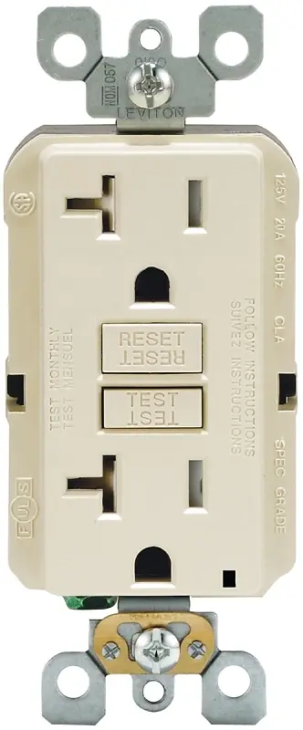 Leviton SmartlockPro 20 Amps 125 V Duplex Light Almond GFCI Outlet 5-20R 1 Pk