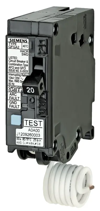 Single Pole Dual Function Circuit Breaker, Combines AFCI/GFCI, 20-Amp