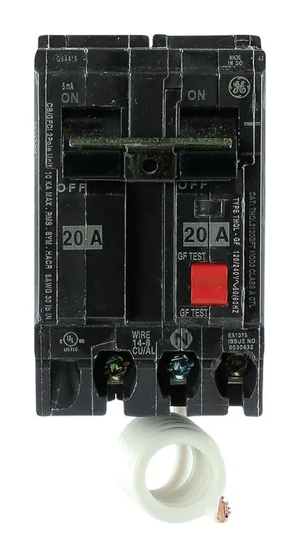 ABB 20 A Dual‑Pole Ground Fault Circuit Breaker With Self‑Test – UL Listed
