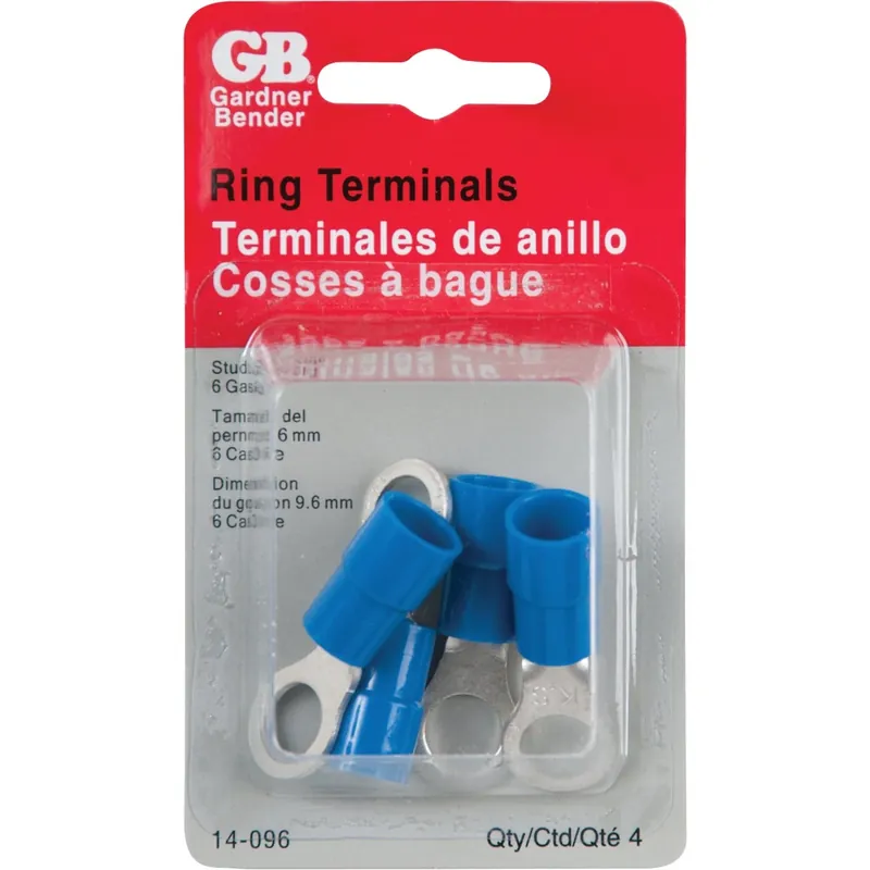Gardner Bender 6 Ga. Insulated Wire Ring Terminal Blue 4 Pk