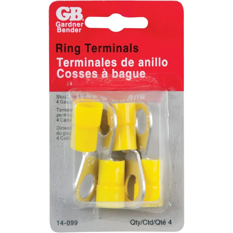 Gardner Bender 4 Ga. Insulated Wire Ring Terminal Yellow 4 Pk