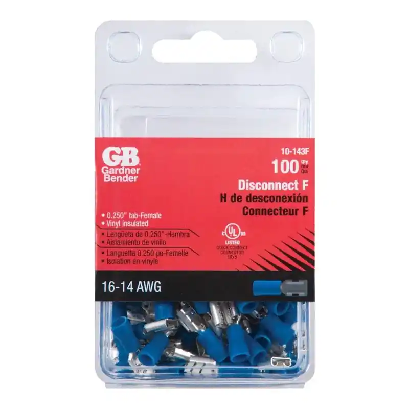 Gardner Bender 16-14 Ga. Insulated Wire Female Disconnect Blue 100 Pk