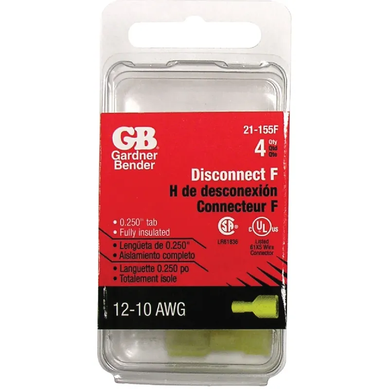 Gardner Bender 12-10 Ga. Insulated Wire Female Disconnect Yellow 4 Pk