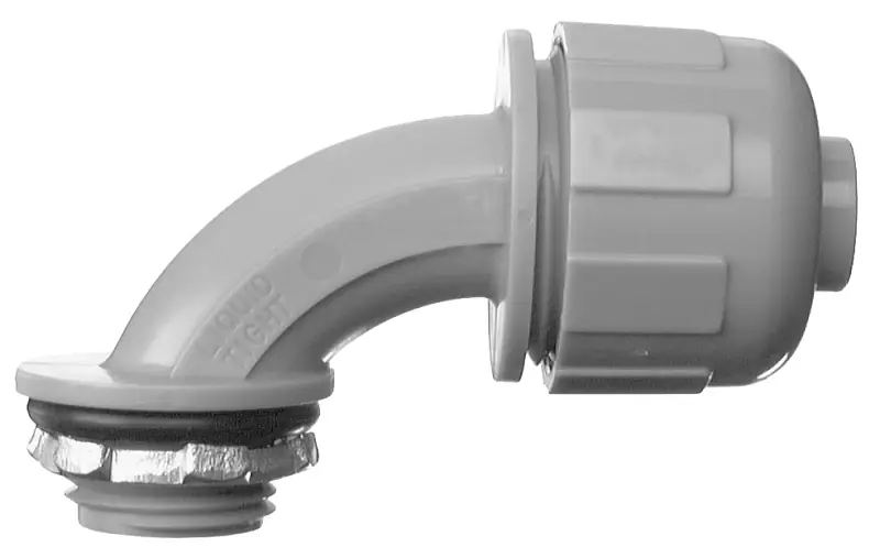 90 Degree Liquidtight Connector, 1 Inch Trade, Pvc/zinc, Model 97693