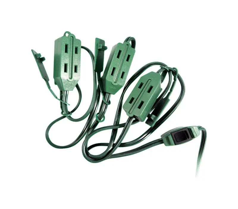 Christmas Tree 15 Ft. Green Extension Cord 18/2 With 9 Outlets