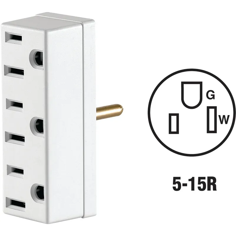 Leviton Grounded 3 Outlets Outlet Adapter 1 Pk