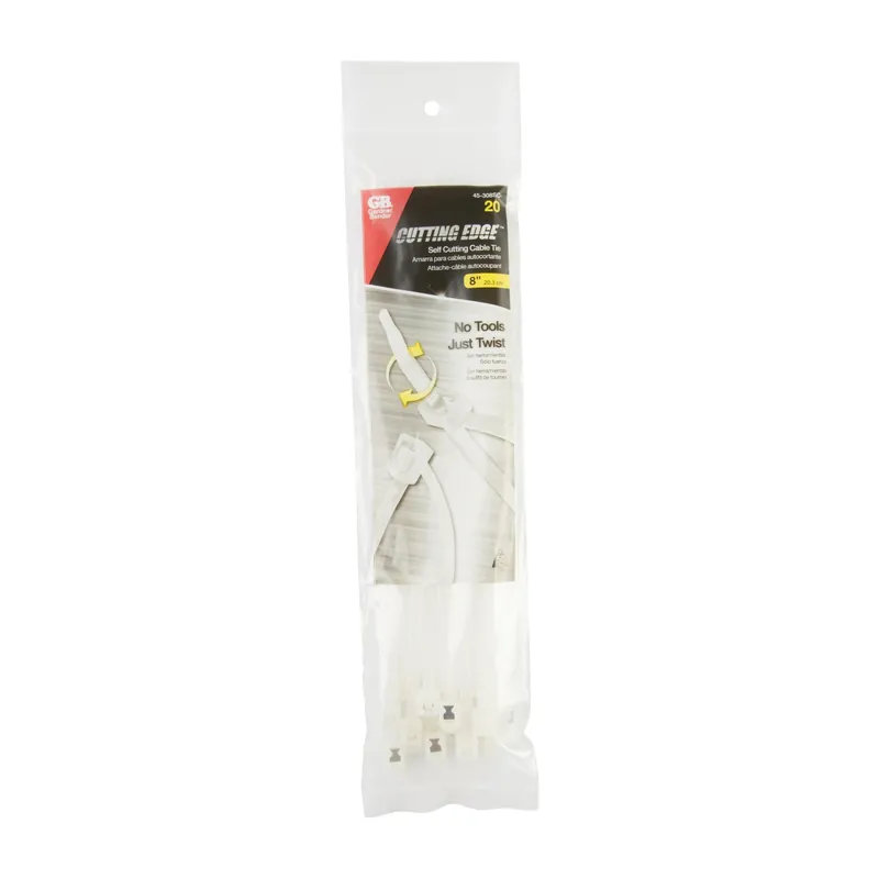 Gardner Bender 8 In. L Clear Self-Cutting Cable Tie 20 Pk