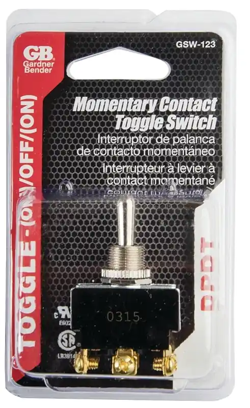 Gardner Bender 20 Amps Double Pole Toggle Momentary Switch Black/Silver 1 Pk