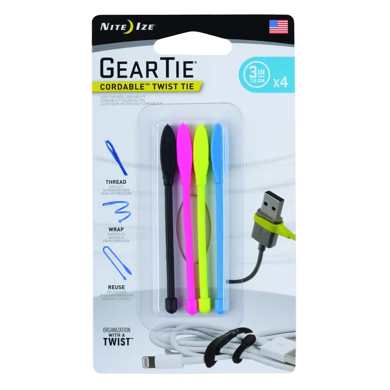 Nite Ize Gear Tie 3 In. L Assorted Twist Ties 4 Pk