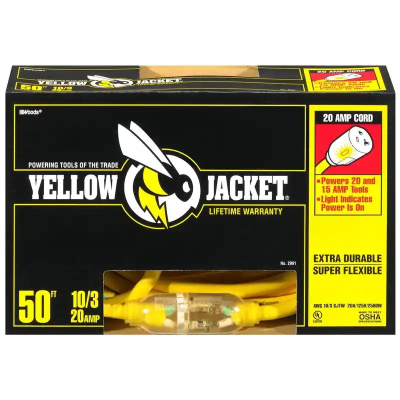 Yellow Jacket 50 Ft. L 10/3 Sjtw Outdoor Extension Cord With T-blade Plug