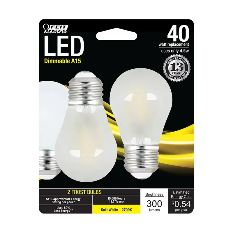 Feit A15 E26 (Medium) Filament LED Bulb Soft White 40 Watt Equivalence 2 Pk