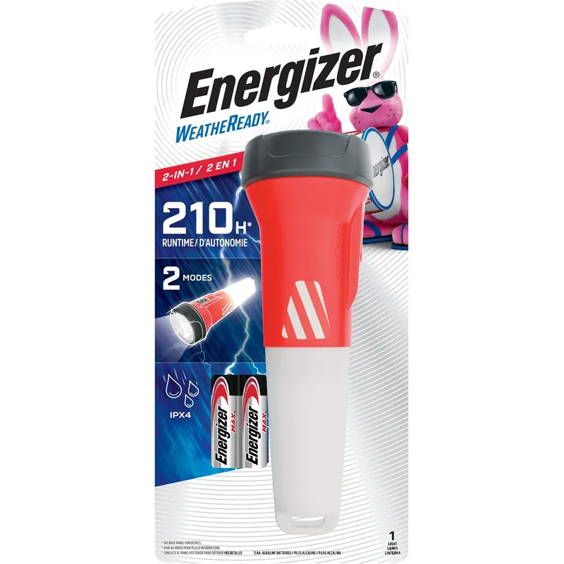 WeatherReady 2-In-1 LED Emergency Flashlight, Includes 2 AA Batteries