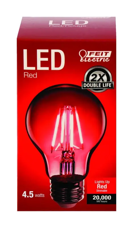 Feit A19 E26 (Medium) Filament LED Bulb Red 30 Watt Equivalence 1 Pk