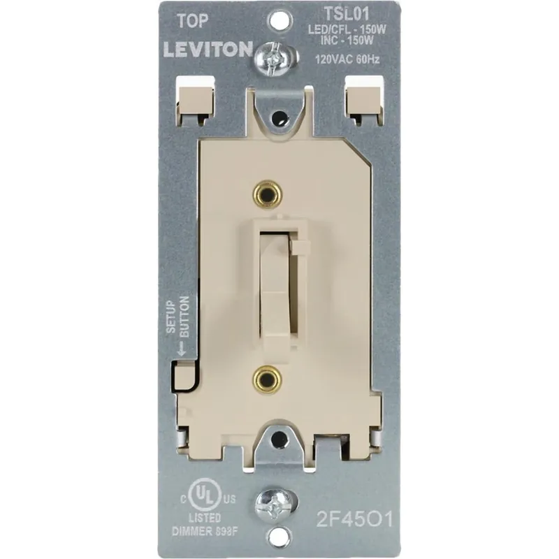 Leviton Ivory Slide Dimmer – Smooth LED & CFL Light Control, Single‑Pole & 3‑Way Compatible