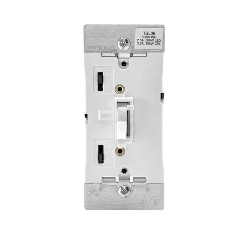Leviton 600W White Toggle Dimmer Switch – 2.5A Single‑Pole
