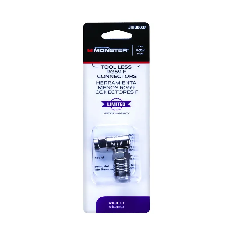 Monster Just Hook It Up Tool Less RG59 Coaxial Connector 2 Pk