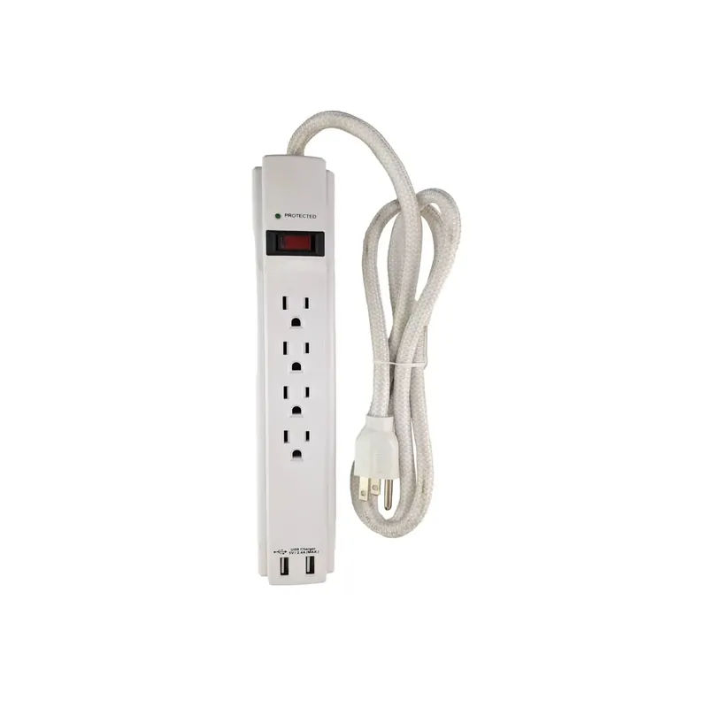 4 Ft. Surge Protector With 4 Outlets And 2 Usb Ports, 990 Joules
