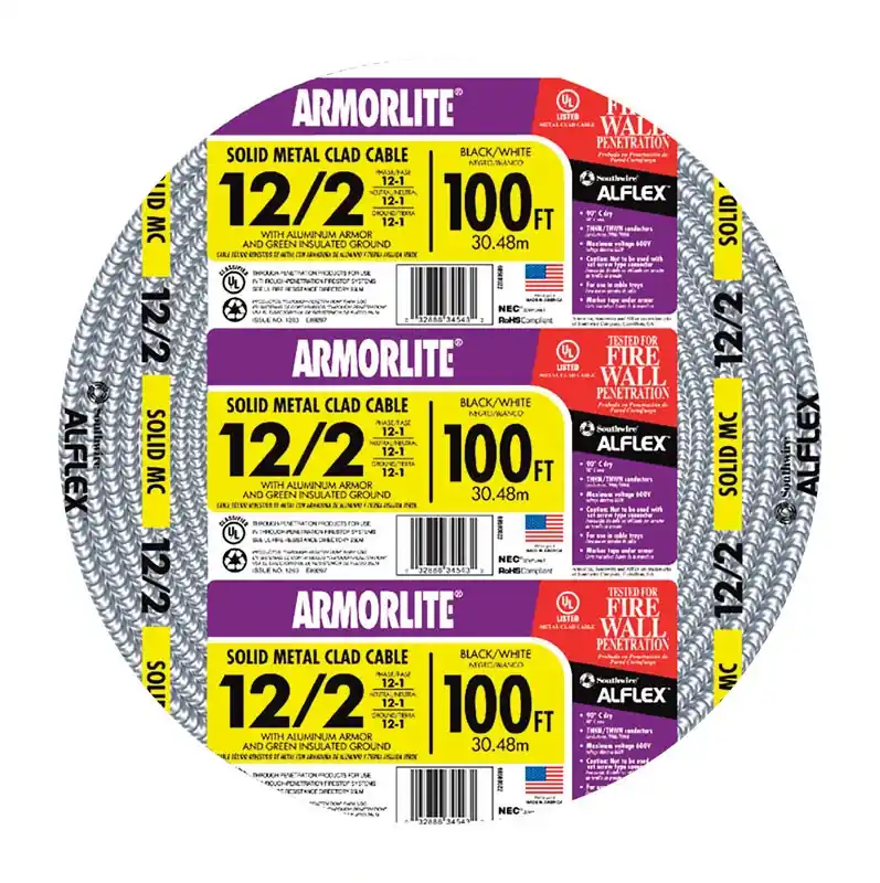 Armorlite 100 Ft. 12/2 Solid Thhn Metal Clad Cable - Ul Listed