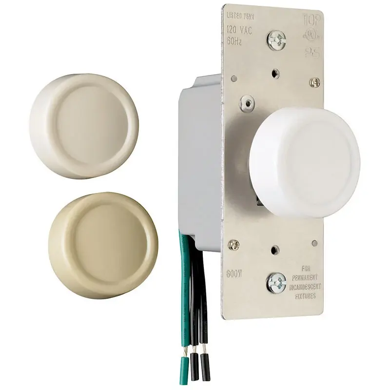 Pass & Seymour 600-Watt Ivory Maximum Single Pole Rotary Power Dimmer Switch