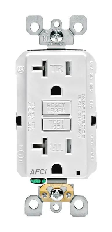 20 Amp 125-Volt SmartLockPro 2-Pole Tamper-Resistant AFCI Duplex Outlet With LED, White