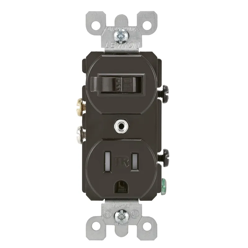 Leviton 15 Amps 120 V Brown Combination Switch/Outlet 5-15R 1 Pk