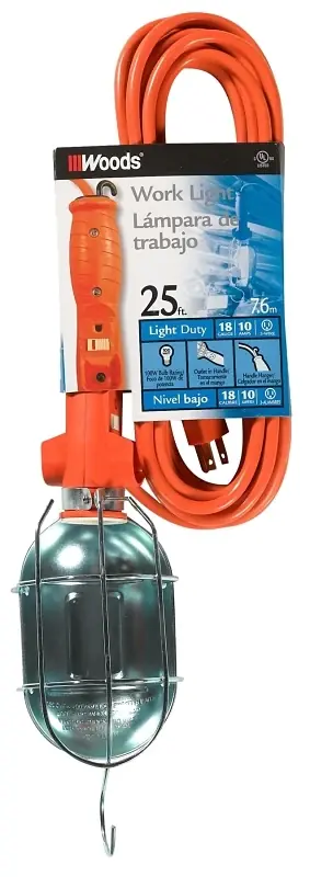 Premium 75w Incandescent Trouble Light With 25 Ft. Power Cord And Dual Hook System